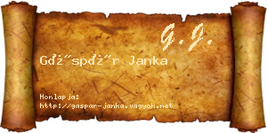 Gáspár Janka névjegykártya